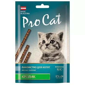 Лакомство для котят Pro Cat Лакомые палочки с кроликом 13,5см (3штх3г) 9г