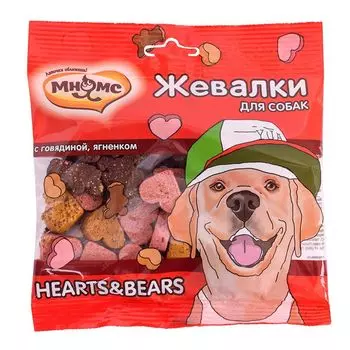 Лакомство для собак МНЯМС Жевалки Hearts&amp;Bears с говядиной и ягненком 150г