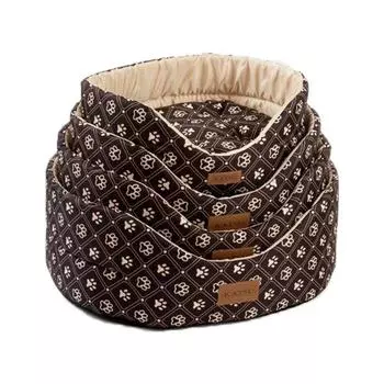 Лежак для собак KATSU Yohanka shine Dog Paws бежево-коричневый, размер 4 58х52х20см