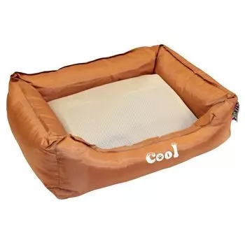 Лежак для животных Foxie Cooling с охлаждающим ковриком 61х48х18см коричневый