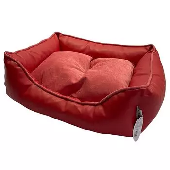 Лежак для животных Foxie Leather 70х60х23см красный