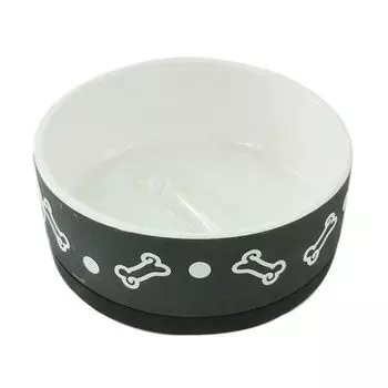 Миска для животных Foxie Bones черная керамическая 15х5,6 см 650мл