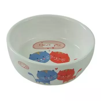 Миска для животных Foxie Cat Couple белая керамическая 12,5х4,5см 300мл