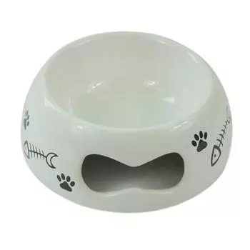 Миска для животных Foxie Fish bone белая керамическая 16х5,6см 280мл