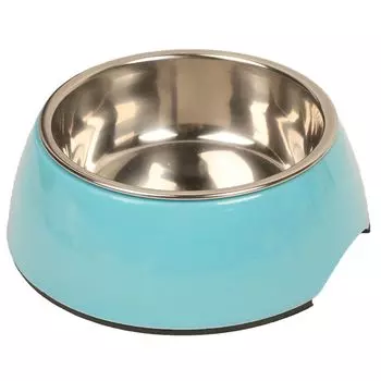 Миска для животных MAJOR металл на меламиновой подставке, синяя 235мл