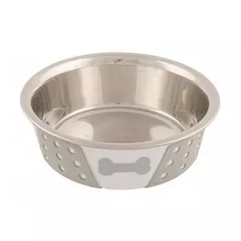 Миска для животных TRIXIE стальная с пластиковым покрытием, белая/серая d 14см 0,4л