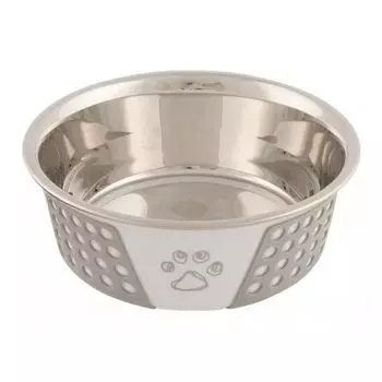 Миска для животных TRIXIE стальная с пластиковым покрытием, белая/серая d 17см 0,75л