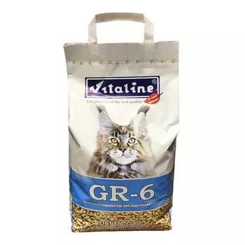 Наполнитель для кошачьего туалета VITALINE GR-6 для крупных кошек древесный, бум-пакет 5кг (7,5л)