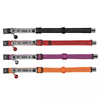 Ошейник для кошек TRIXIE с адресником и колокольчиком регулируемый нейон