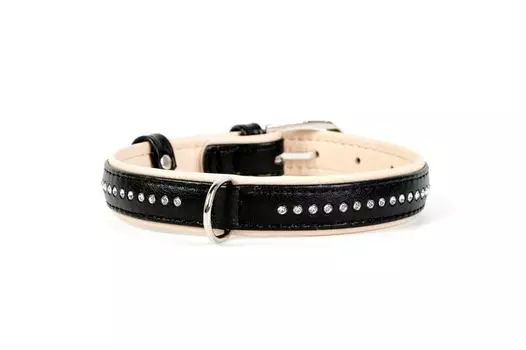 Ошейник для собак COLLAR Brilliance со стразами маленькими ширина 20мм длина 30-39см чёрный