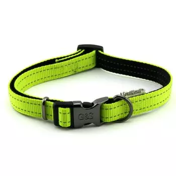 Ошейник для собак Great&amp;Small со светоотражающей отстрочкой 15х300-450мм сигнальный