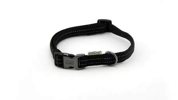 Ошейник для собак Great&amp;Small со светоотражающей острочкой 20х350-550мм нейлон черный