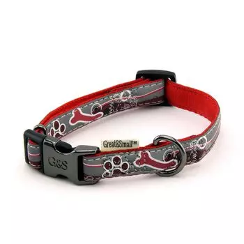 Ошейник для собак Great&amp;Small светоотражающий 25х450-650мм нейлон красный