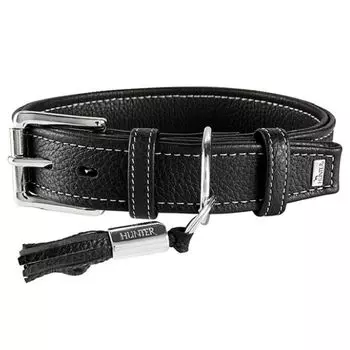 Ошейник для собак HUNTER Cannes 45 (29-37см)/2,8см натуральная кожа черный