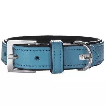 Ошейник для собак HUNTER Capri 55 (42-48см)/3,4см натуральная кожа бирюзовый/черный