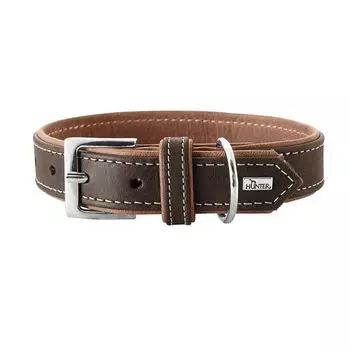 Ошейник для собак HUNTER Porto 55 (42-48см)/3,5 натуральная кожа коньячный/темно коричневый