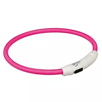 Ошейник светящийся для собак TRIXIE Мигающее кольцо USB M–L: 45см 7мм нейлон розовый USB
