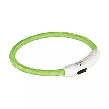 Ошейник светящийся для собак TRIXIE Мигающее кольцо USB XS–S: 35см нейлон зеленый USB