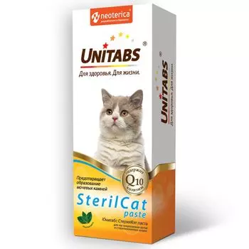 Паста UNITABS SterilCat Q10 для кастрированных котов и стерилизованных кошек, 150 мл