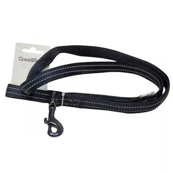 Поводок для собак Great&amp;Small со светоотражающей острочкой 10х1200мм нейлон черный