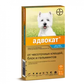 Препарат для собак BAYER ADVOCATE 100 от паразитов весом 4-10кг, 1мл 1 пипетка