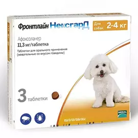 Препарат для собак MERIAL Фронтлайн НексгарД Спектра таблетки жевательные 2-4 килограмма 3х11,3мг 3таб