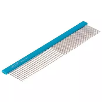 Расчёска DeLIGHT алюм. 19,5 см с плоской синей ручкой, зуб 2,8 см, 50/50 316650-6