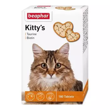 Витамины для кошек Beaphar Kitty's+Taurine+Biotin" таурин+биотин 180шт