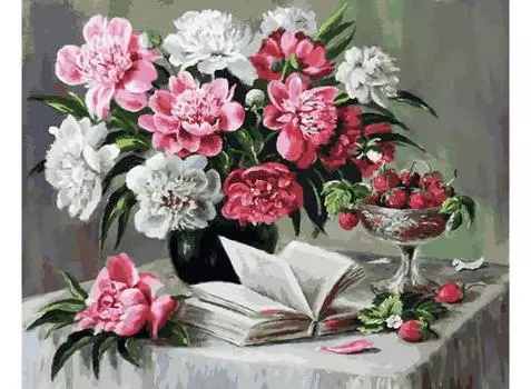 060-АВ Пионы и клубника