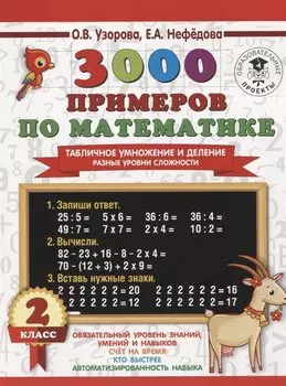 3000 примеров по математике. Табличное умножение и деление. Разные уровни сложности. 2 класс