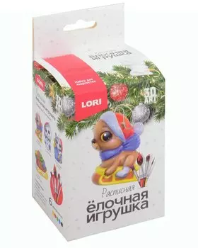 3D Art. Елочная игрушка под роспись "Мишка на санках"