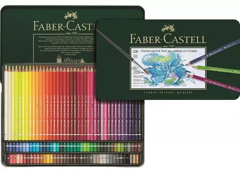 Акварельные карандаши ALBRECHT DRER®, набор цветов, в металлической коробке, 120 шт.