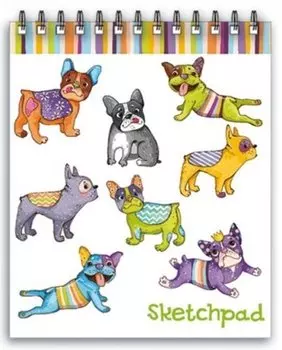 Альбом для эскизов, Скетчпад Феникс+ 60л., А6 Цветные собачки обложка 7БЦ под матовой пленкой,на