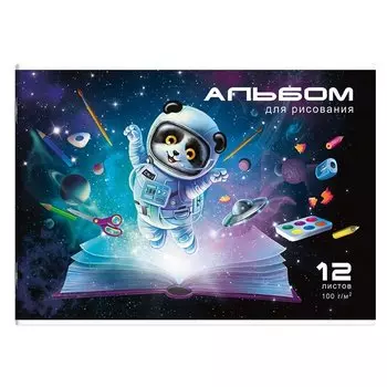 Альбом для рисования Феникс+, "Енот-космонавт", А4, 12 листов