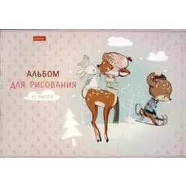 Альбом для рисования 12л А4 "Олененок" карт.обл., ассорти