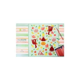 Альбом для рисования 16л А4 "Ленивцы" скрепка, ассорти