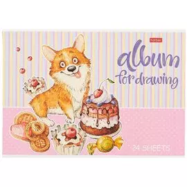 Альбом для рисования Hatber, "Из жизни корги", А4, 24 листа, на скрепке, в ассортименте