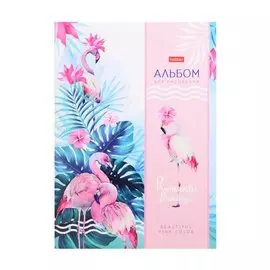 Альбом для рисования Hatber, "Розовый фламинго", А4, 24 листа, на склейке