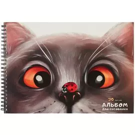 Альбом для рисования 30л А4 "Мяу!" спираль, выб. лак