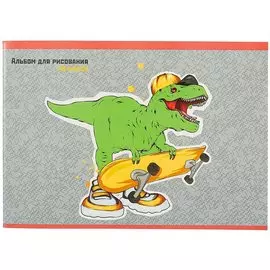 Альбом для рисования Listoff, "Дино скейтер", А4, 40 листов, на скрепке
