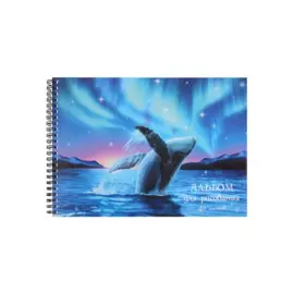 Альбом для рисования 40л "Северное сияние" гребень, мел.картон, глянц.ламинация