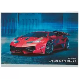 Альбом для рисования Listoff, "Скоростной автомобиль", А4, 40 листов, на скрепке