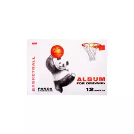 Альбом для рисования Hatber, "Панда-Спортсмен", А4, 12 листов, в ассортименте