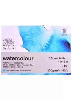 Альбом-склейка для акварели "Watercolour Paper" А6, 15л, 300г/м2, холодный пресс, Winsor&amp;Newton
