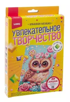 Алмазная мозаика 15*20 детская (неполное заполнение) "Совушка"