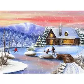 Алмазная мозаика классическая на подрамнике "Чудесная зима", 30 х 40 см