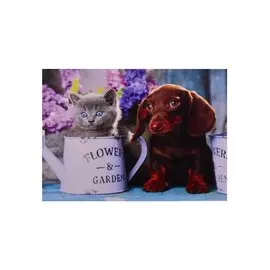 Алмазная мозаика квадратная "Милые домашние питомцы", 30 х 40 см