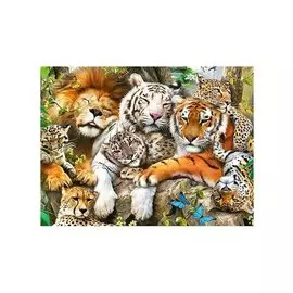 Алмазная мозаика MAZARI Большие кошки 30х40см (рама 33х43см) частичная выкладка, стразы разного размера