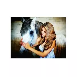 Алмазная мозаика MAZARI Девушка и лошадь 40х50см, полная выкладка