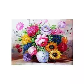 Алмазная мозаика MAZARI Роскошный букет 30х40см (рама 33х43см) частичная выкладка, стразы разного размера